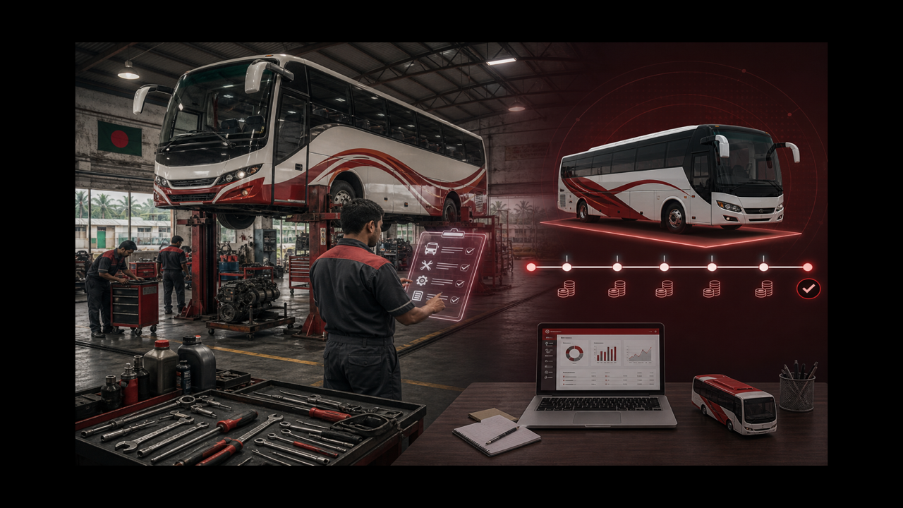 Bus garage job card and installment purchase schedule for new coach