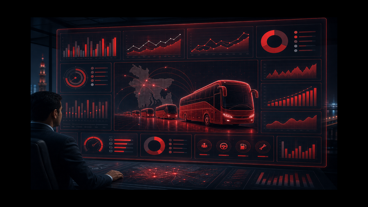 Bus operator reports dashboard with collection and owner due charts