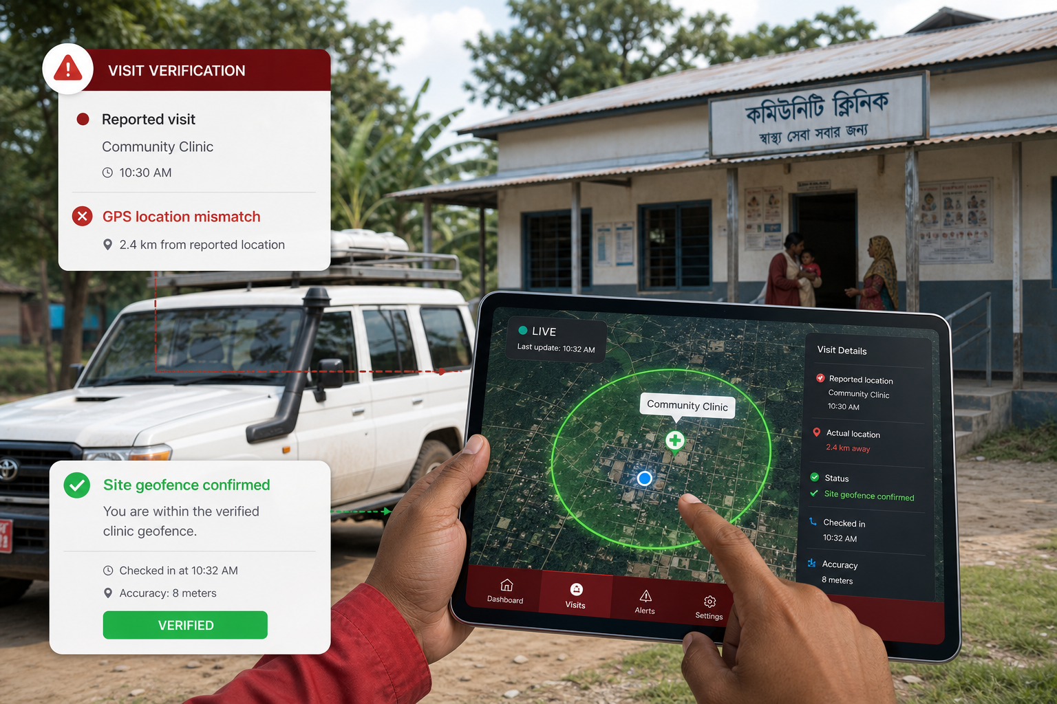 Field visits reported — GPS showed elsewhere