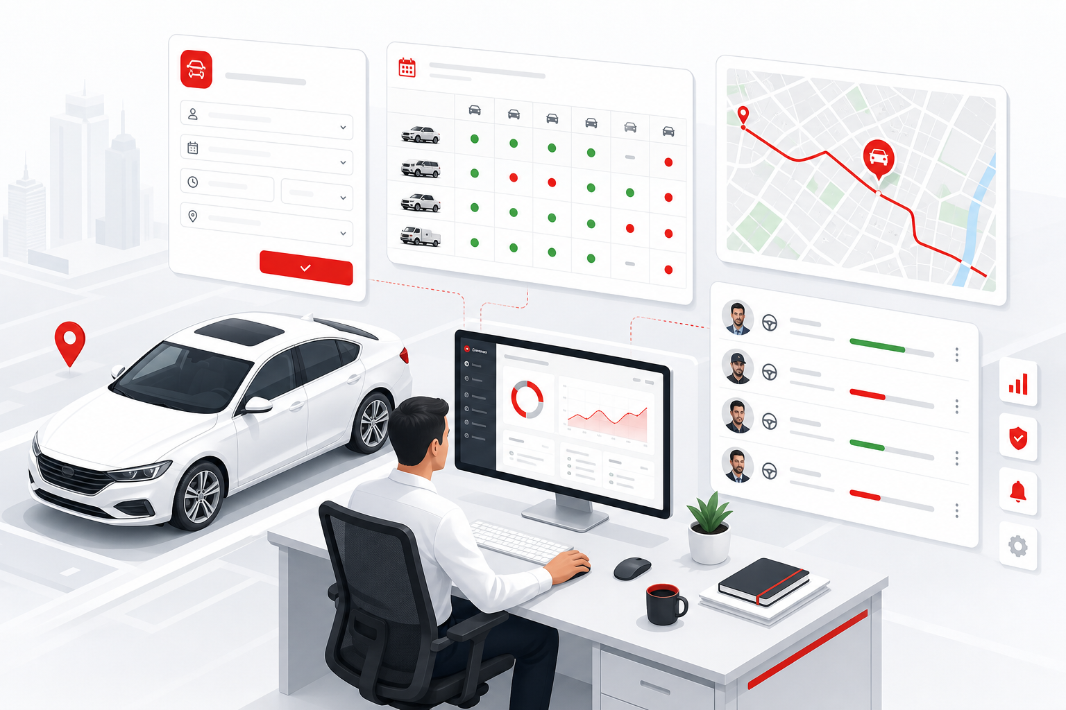 Corporate fleet management — requisition, calendar, GPS tracking and driver roster