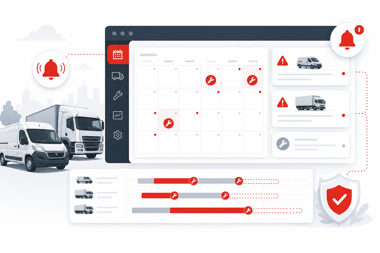 Vehicle service reminder calendar with future maintenance alerts
