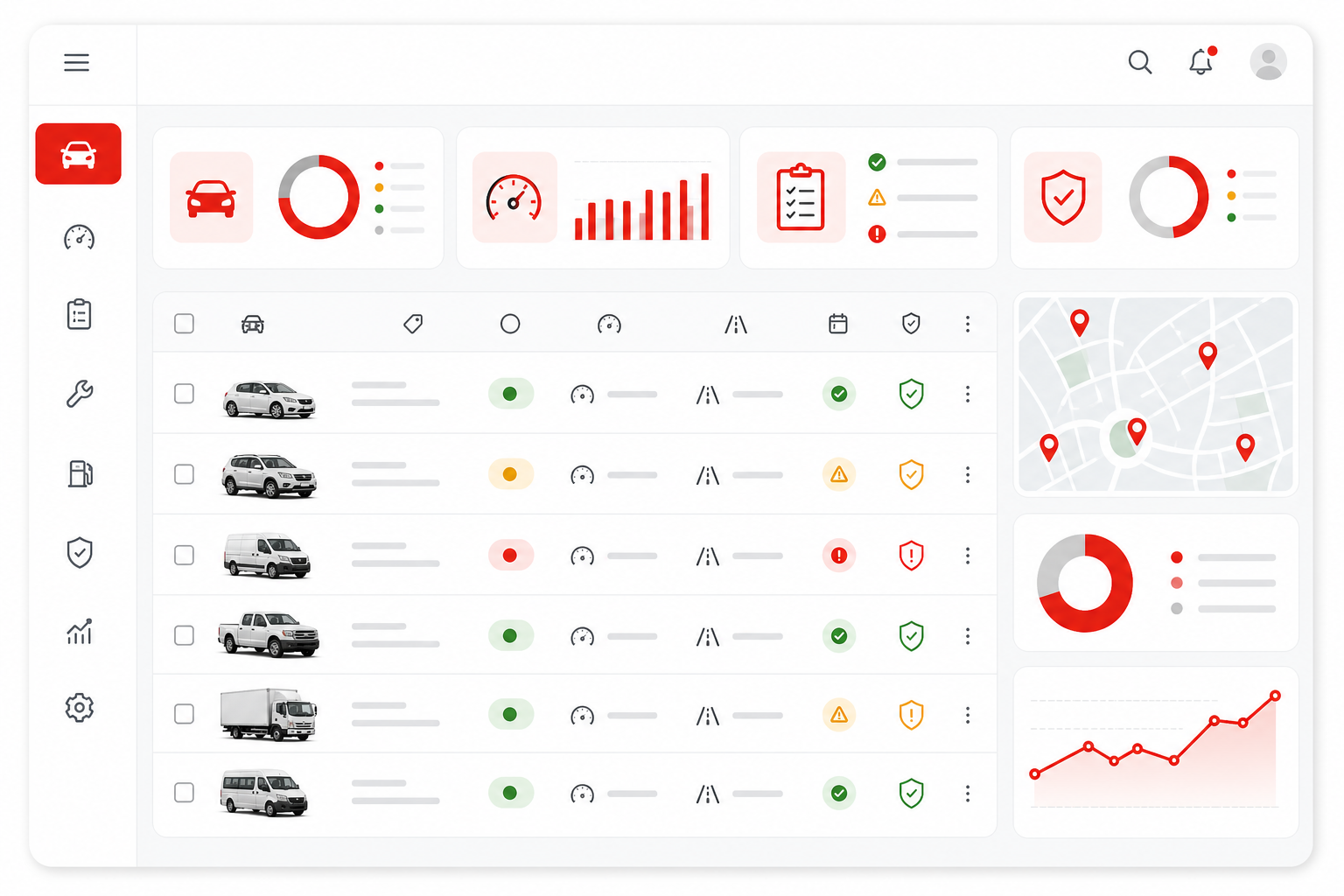 Fleet register and vehicle desk in Autonemo VMS Pro