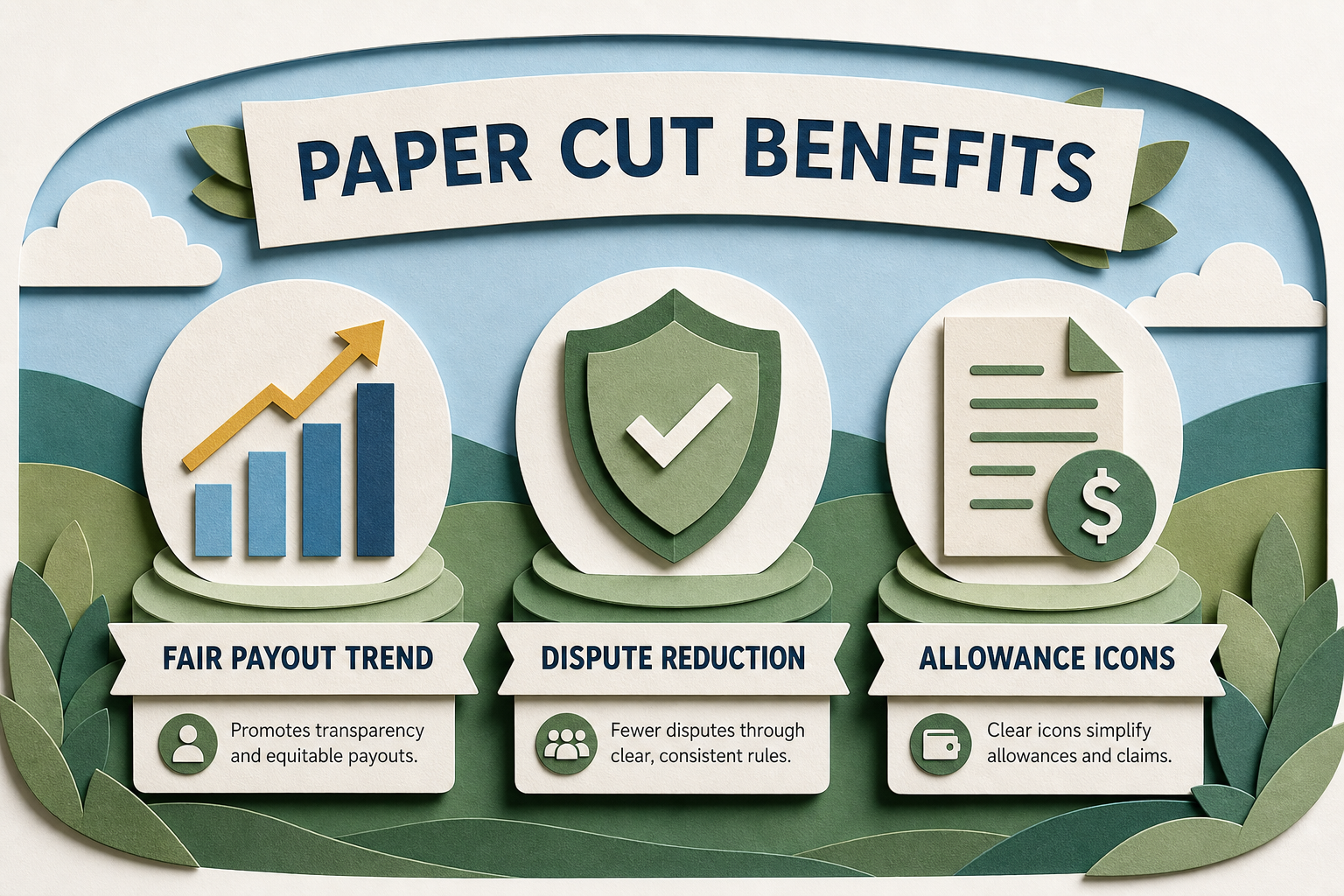 Benefits graph — Approval before payroll inclusion for Driver Allowance (Paper cut style, example only, not a software screenshot)
