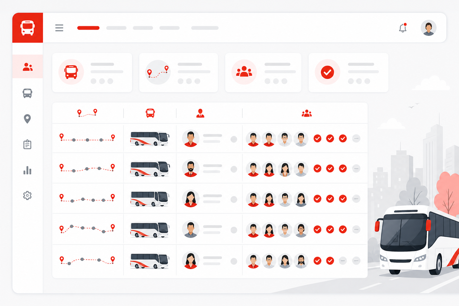 Staff transport shift roster with bus routes and driver assignment
