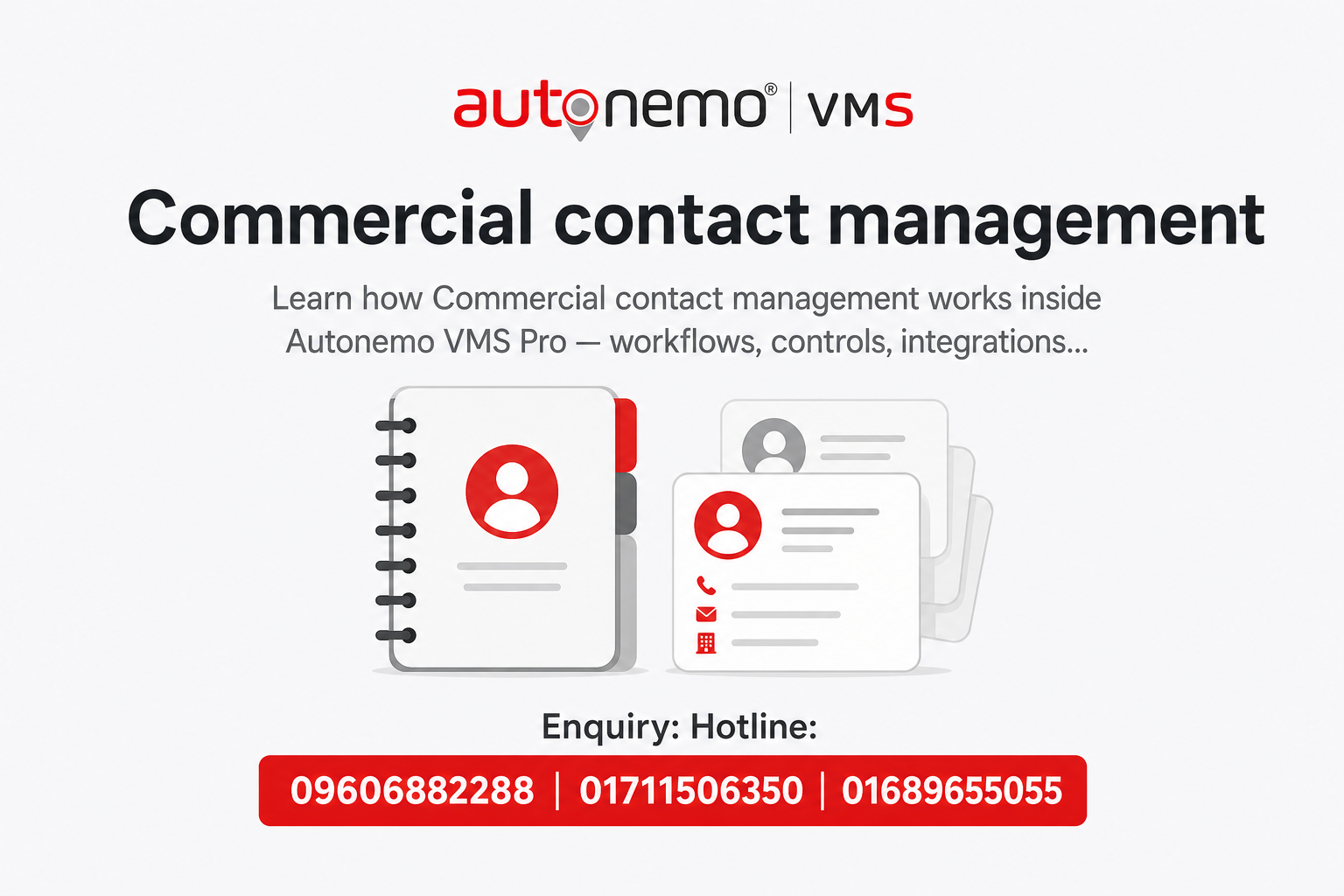 Commercial contact management in Autonemo VMS Pro — Fleet & Transport Guide
