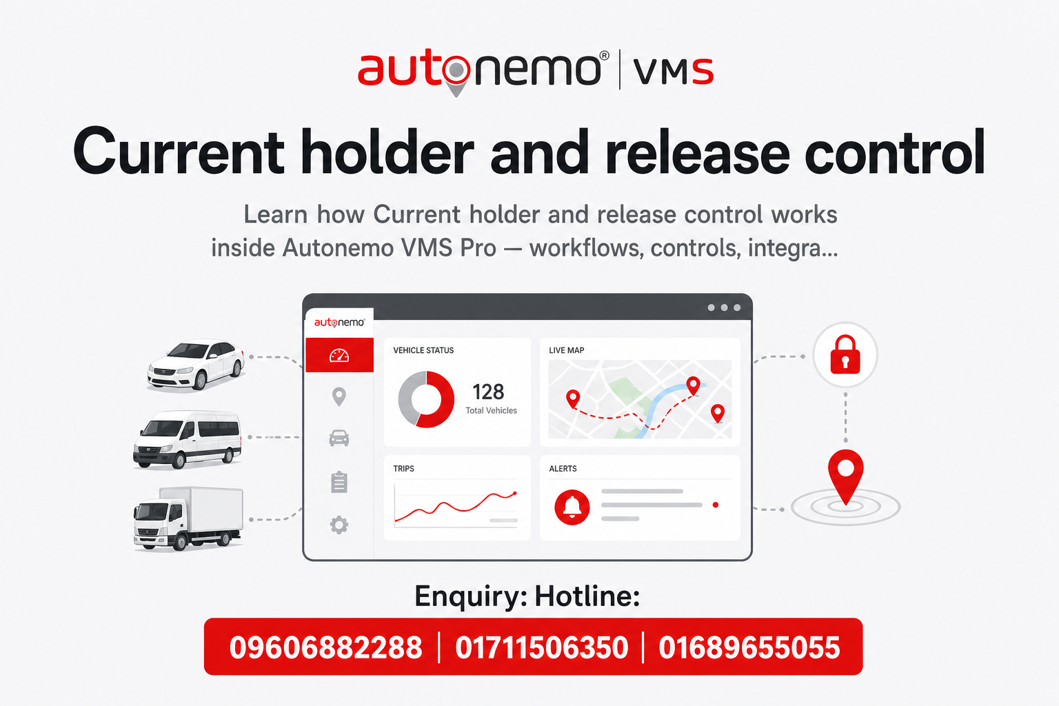 Current holder and release control in Autonemo VMS Pro — Fleet & Transport Guide