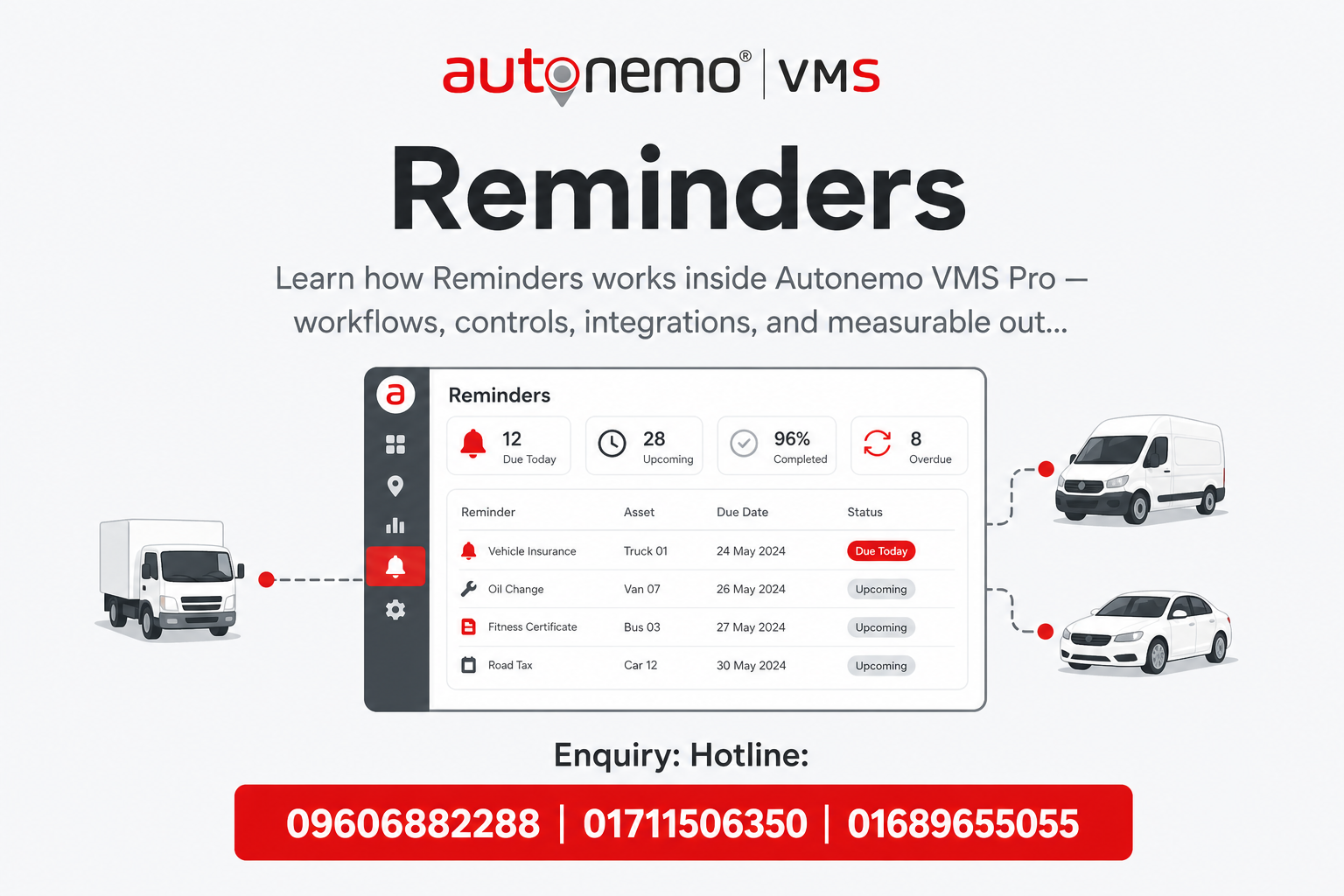 Reminders in Autonemo VMS Pro — Fleet & Transport Guide