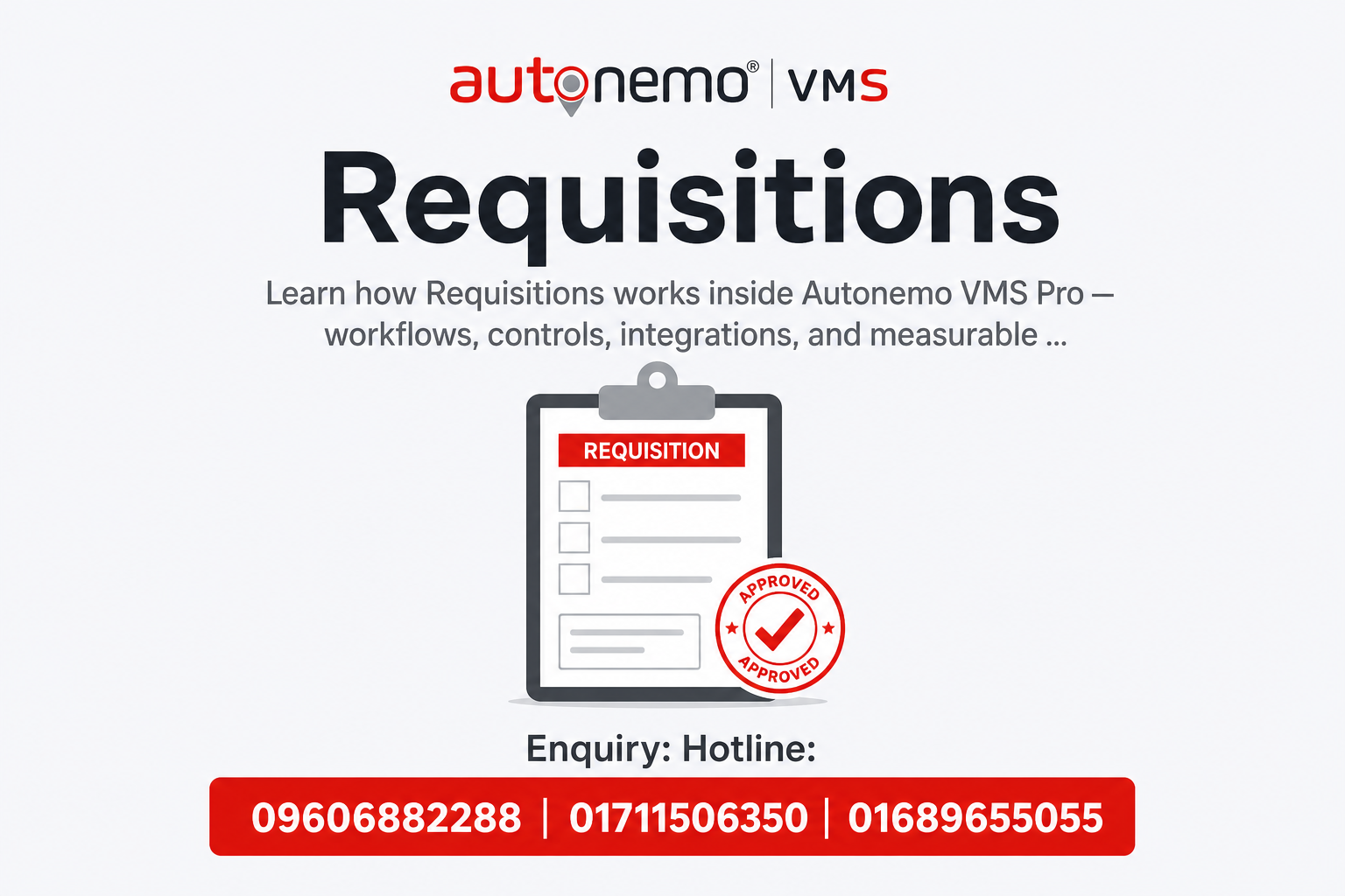 Requisitions in Autonemo VMS Pro — Fleet & Transport Guide