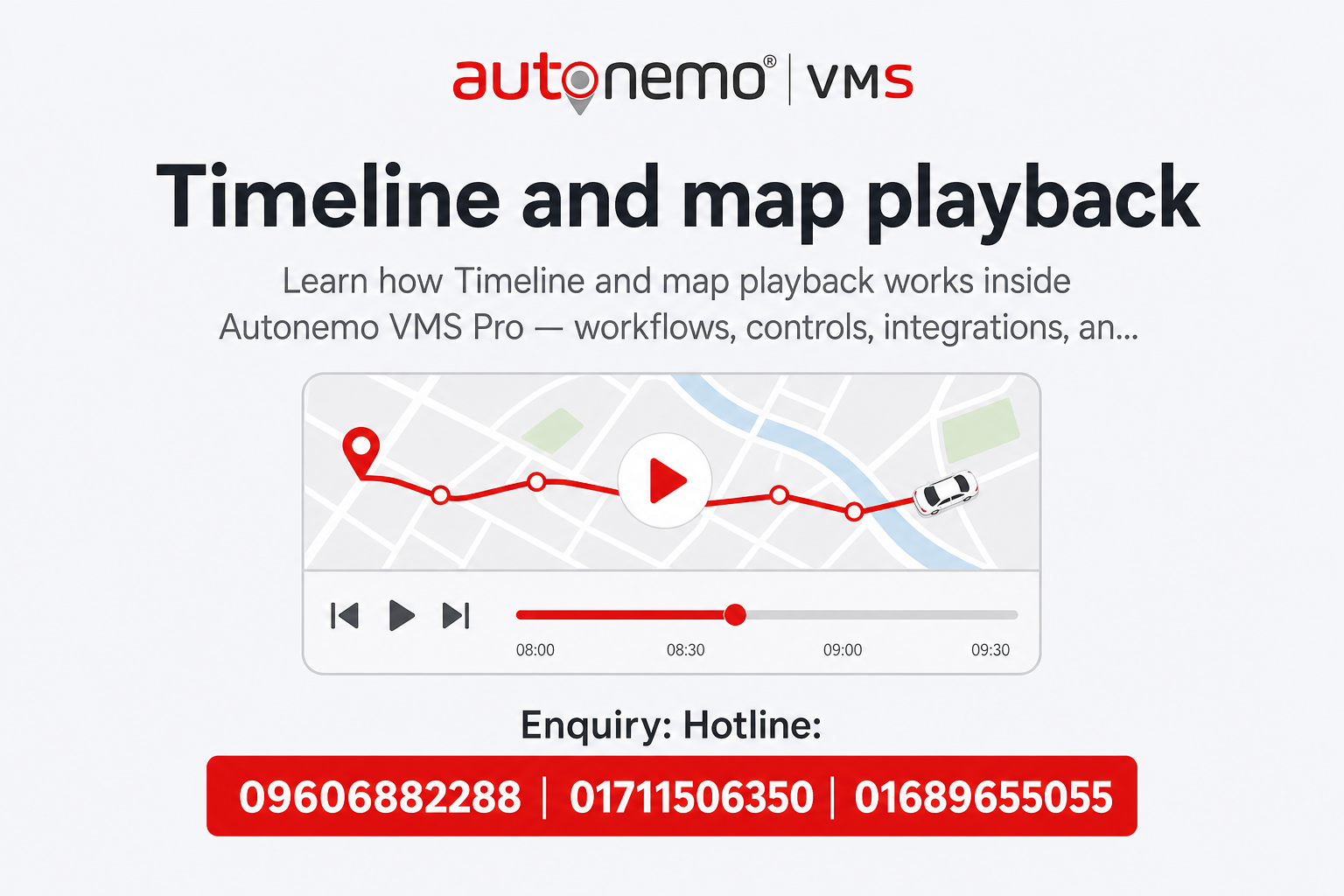 Timeline and map playback in Autonemo VMS Pro — Fleet & Transport Guide